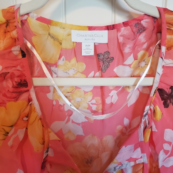 Charter Club Pink Butterfly Blouse 👚💕 - Picture 3 of 4